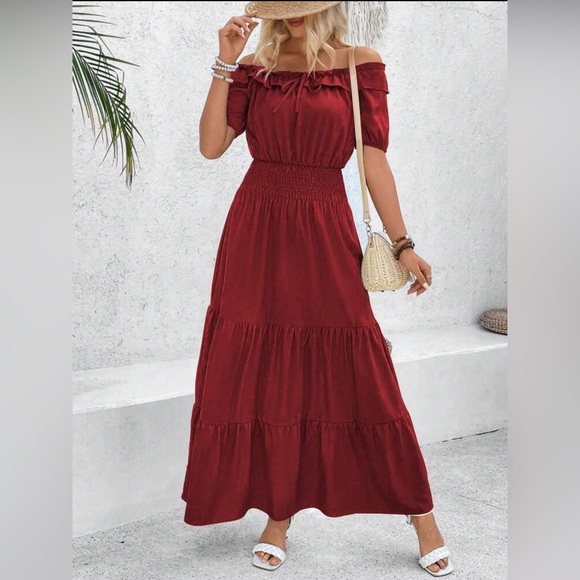 Radiant Red Ruffle Maxi Dress - Picture 4 of 6